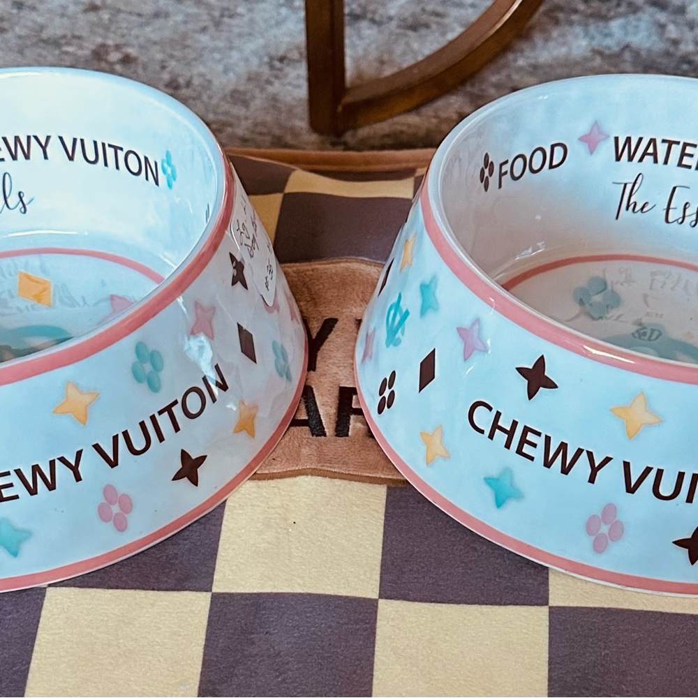 Louis Vuitton Designer Pet Bowl with Vibrant Accents
